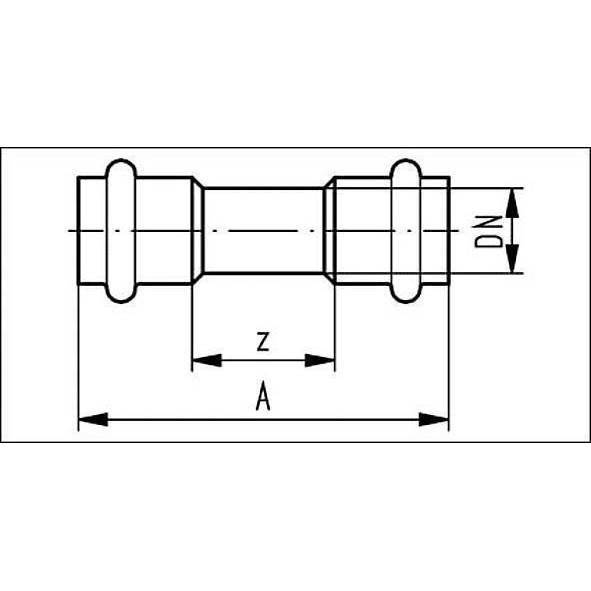 69127035 SANHA 91270 пресс-фит. нерж.сталь, муфта двойн.ВПр-ВПр 35 мм  - Вид №1