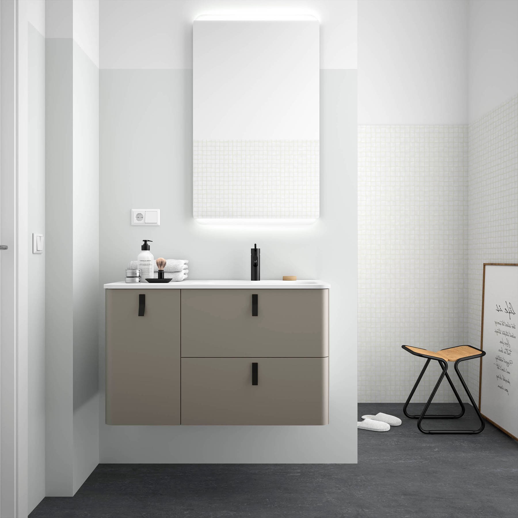 24674 SALGAR Мебель для умывальника UNIIQ 1200 левая MATT MOKA Мэтт Тауп  - Вид №1