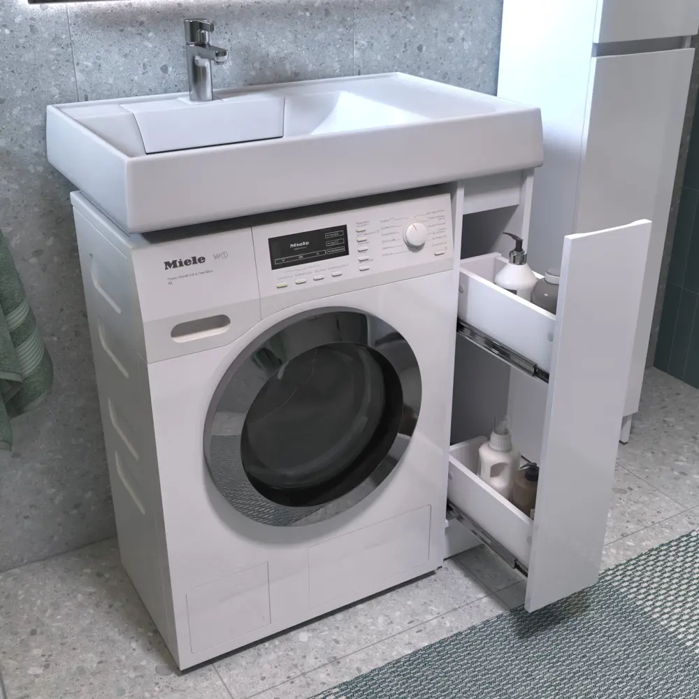 Тумба KONSENSA Терни для стиральной машины с раковиной, белая 89383205 STLM-1400184 - Вид №17