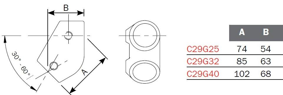 ArtSteel Регулируемое короткое соединение "t" (от 30 ° до 60 °) Fastclamp C29g25, c29g32, c29g40 Santreyd  - Вид №1
