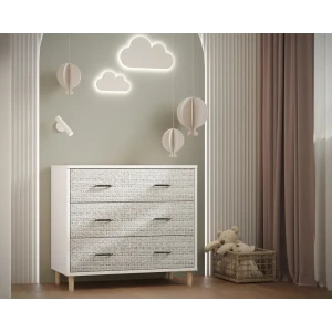 91814356 Комод Incanto Valencia 3 ящика 89x81x45 см ЛДСП цвет белый/бежевый STLM-1368367
