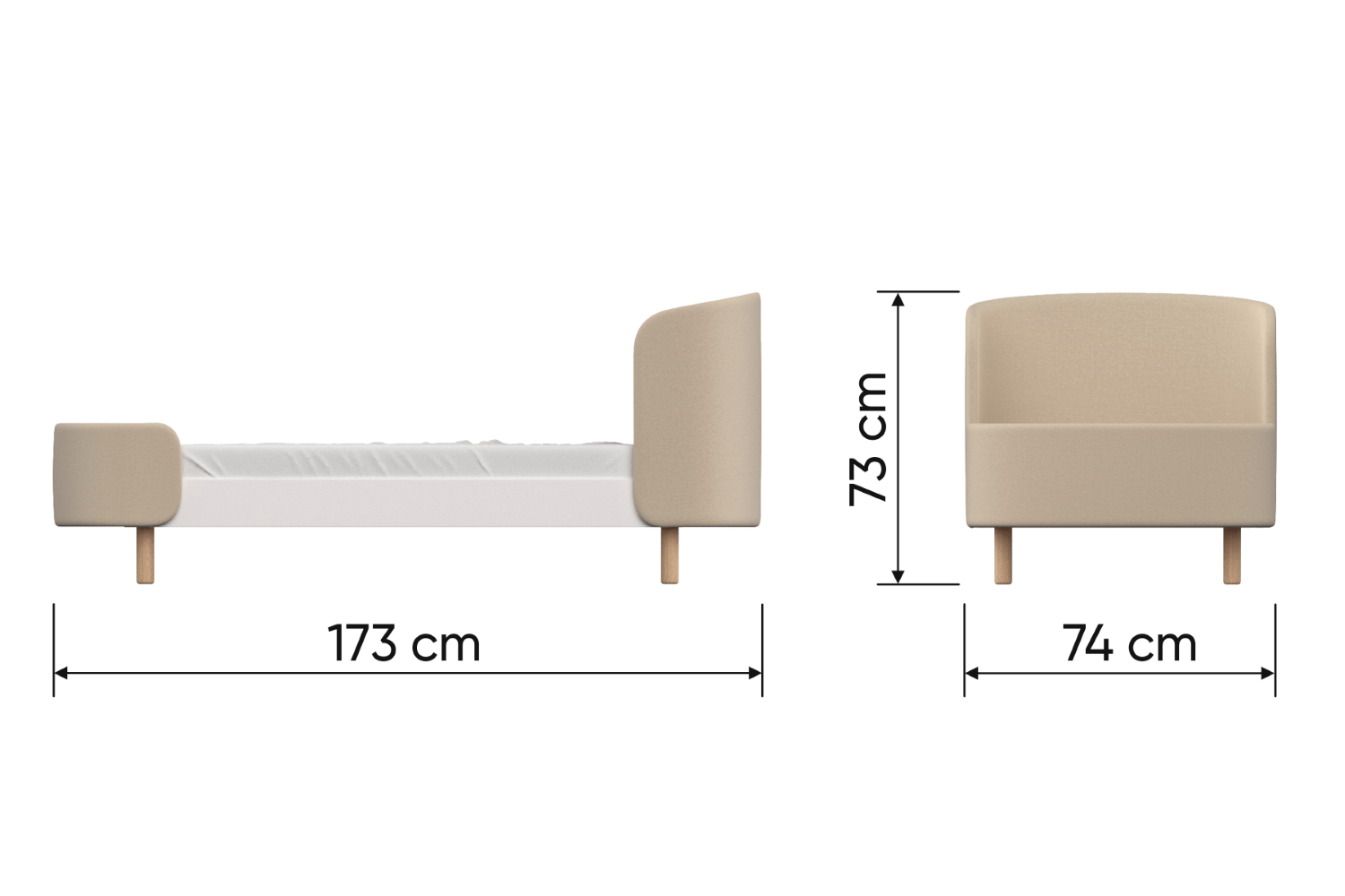 Удлинение для кроватки-трансформера белого цвета до 170 см с матрасом Kidi Soft ELLIPSE ELLIPSE KIDI SOFT 00-3951339 Белый Santreyd  - Вид №1