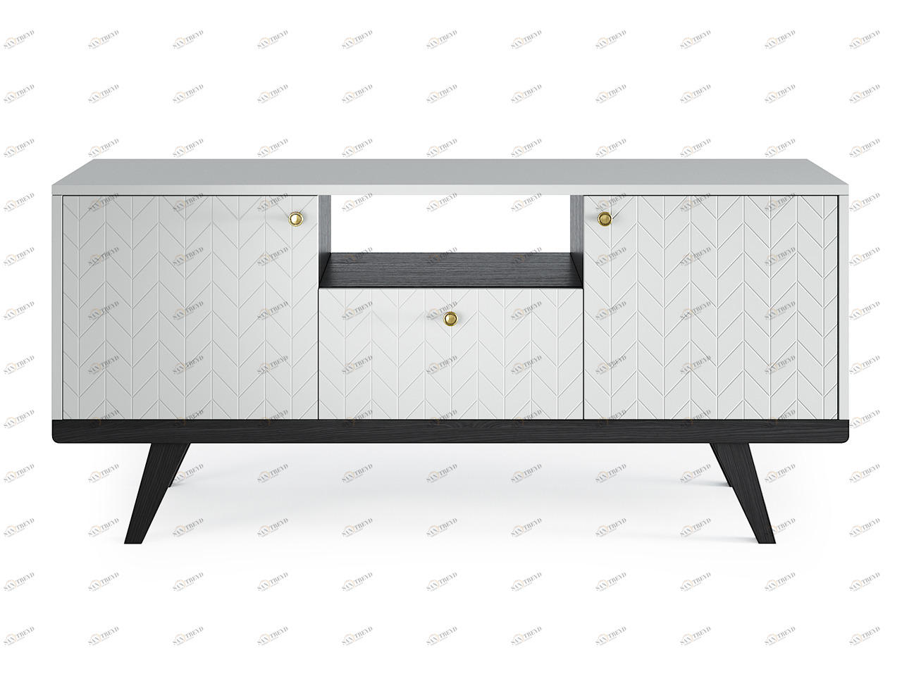 Тумба под телевизор с ящиком серая с черными ножками Thimon v2 THE IDEA  210267 Серый 