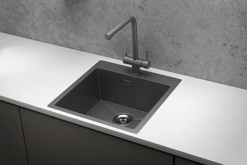 5151, ГРАФИТ МАТОВЫЙ, стальная кухонная мойка GRANULA 5151-ST348