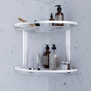 A7456200 Полка двухуровневая угловая стеклянная алюминий AM.PM Sense L