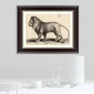 Литография на тонированной бумаге 35х45 см "Лев, 1501г" КАРТИНЫ В КВАРТИРУ  093826 Белый;коричневый;разноцветный