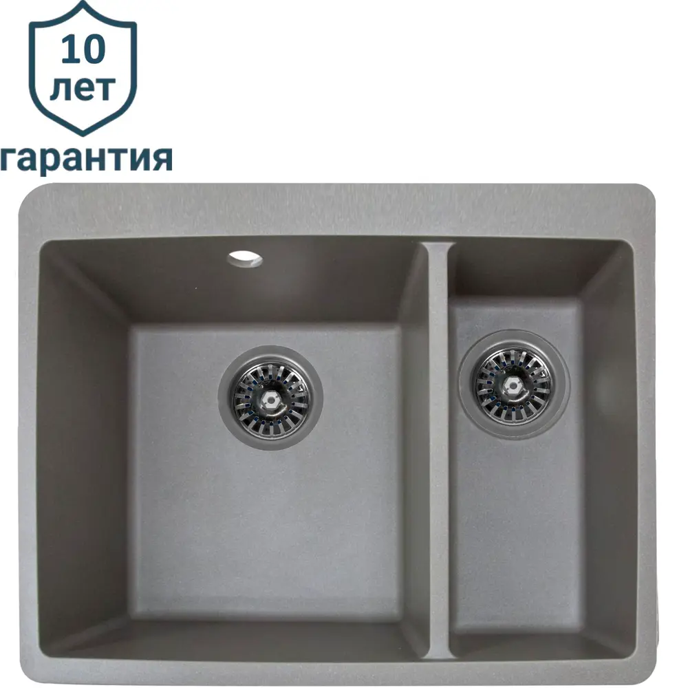 Кухонная мойка DELINIA кварцевая двухчашевая 62×51 см серый шелк 87796844 STLM-0075738 - Вид №1