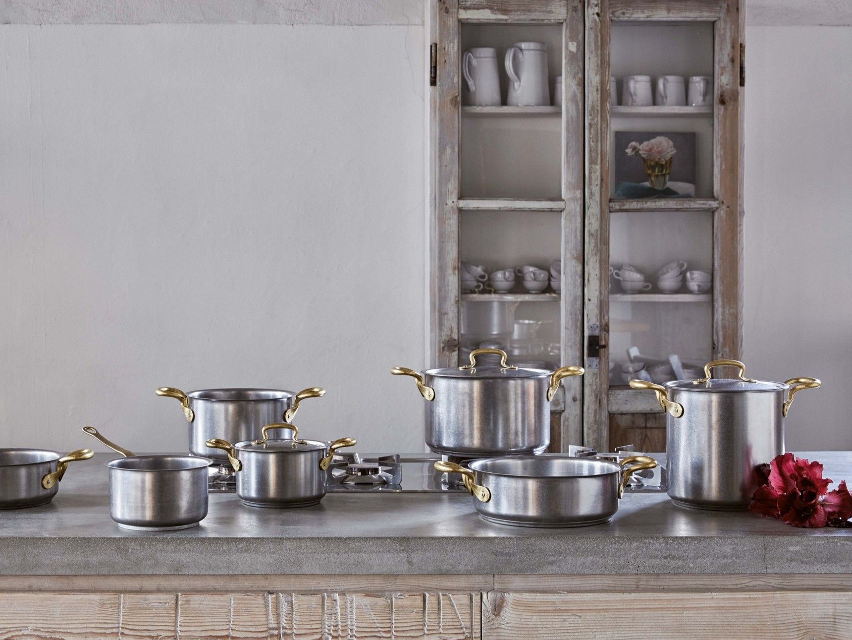 Батарея посуды из нержавеющей стали с крышкой с ручками Sambonet 1965 Винтаж ARCH-00105243 - Вид №1