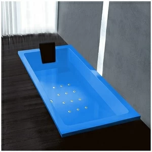 Ванна Gruppo treesse Quadra 170 V072C-SX-GZ голубая с золотой фурнитурой аэромассажем прямоугольная встроенная левая