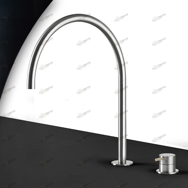 Смеситель для раковины сталь матовая с бежевой ручкой Toki Radomonte TKI33SCIL28