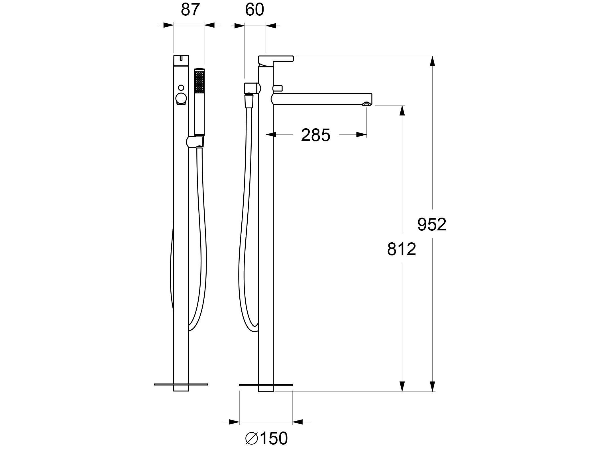 Однорычажный смеситель для ванны с ручным душем GUGLIELMI RUBINETTERIE Rialto ARCH-00048842 - Вид №4