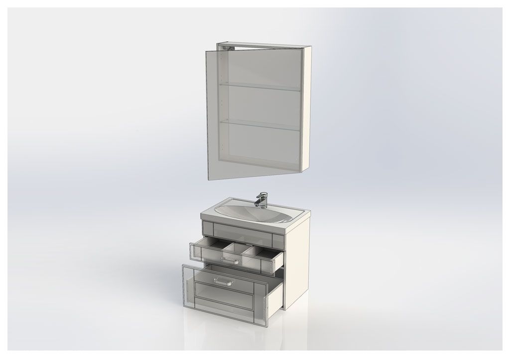 Мебель для ванной Aquanet Рондо 70 белый (2 ящика, зеркало камерино) 00195701 - Вид №9