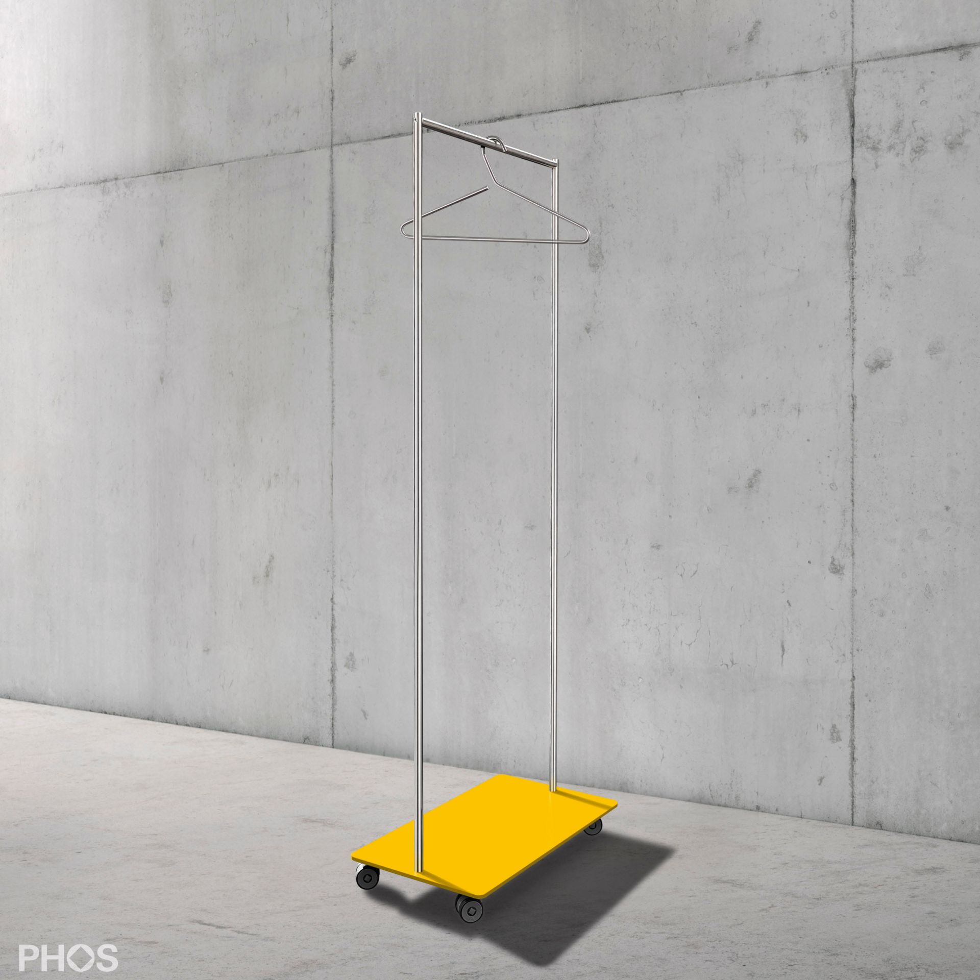 GW1K-BPGe Тележка для одежды Twin Pur small с платяной штангой, основание: желтое. PHOS 