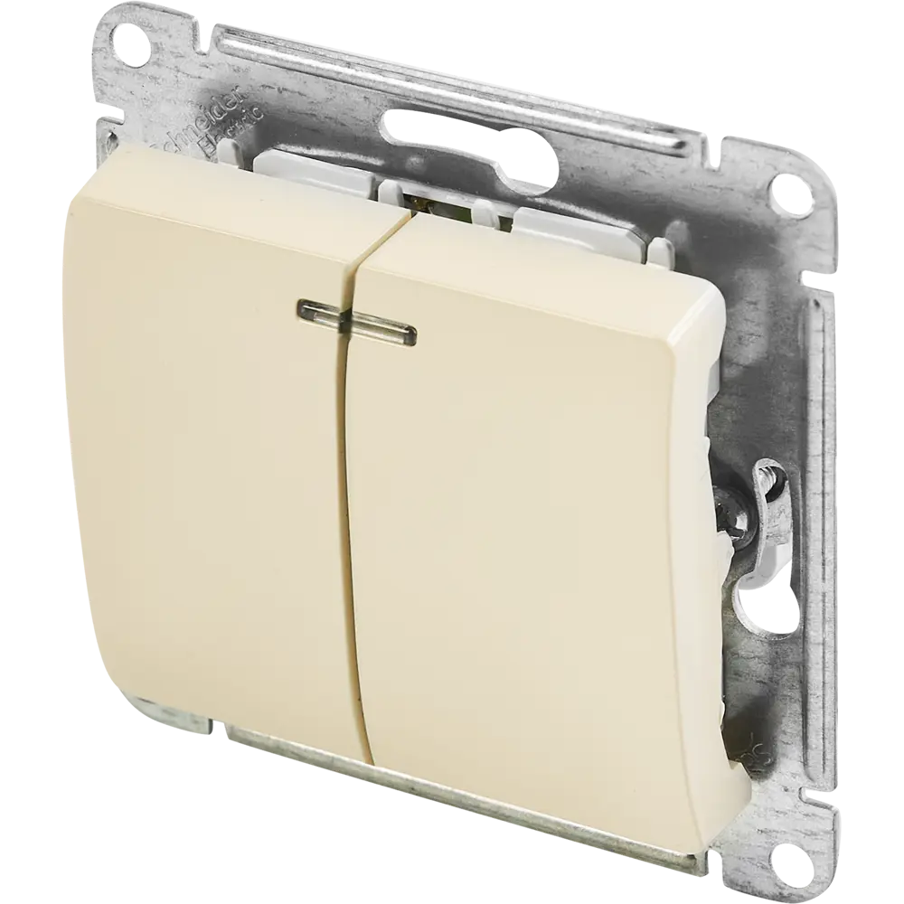 Schneider Electric Glossa - выключатель трёхпозиционный бежевый с двумя клавишами 86710477 STLM-0070847