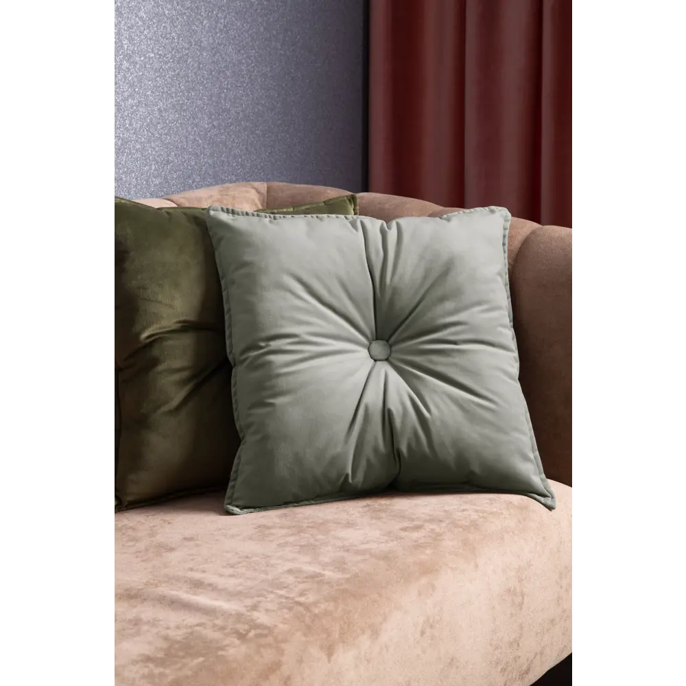 Подушка с пуговицей Бархат 43x43 см цвет серый LINEN WAY STLM-2091906 - Вид №3