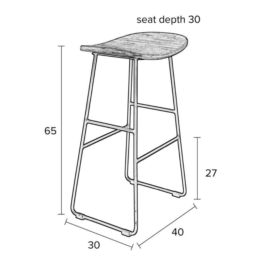 Стул высокий Tangle, дерево White Label Living 1500074 - Вид №10