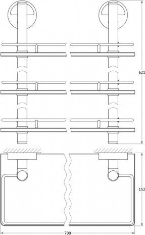 071 Полка с ограничителем 70 см тройная (стекло) LUX FBS Luxia - Вид №1