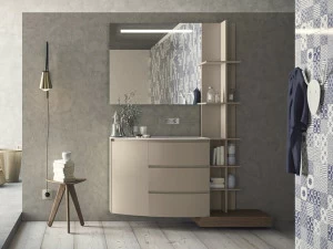 NOVELLO Подвесная тумба под умывальник из HPL с ящиками и зеркалом Calix xl