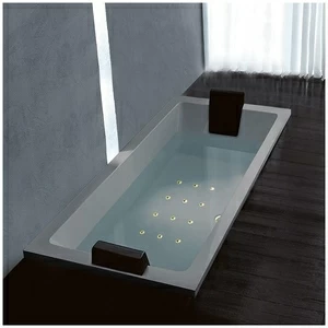 Ванна Gruppo treesse Quadra 180 V078C-DX-SEZ серая с золотой фурнитурой и аэромассажем прямоугольная встроенная правая