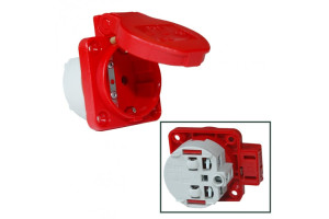 16040324 Встраиваемая розетка 16A 250V 2P+E IP54 подключение сзади 50х50 красная 105-0r PCE