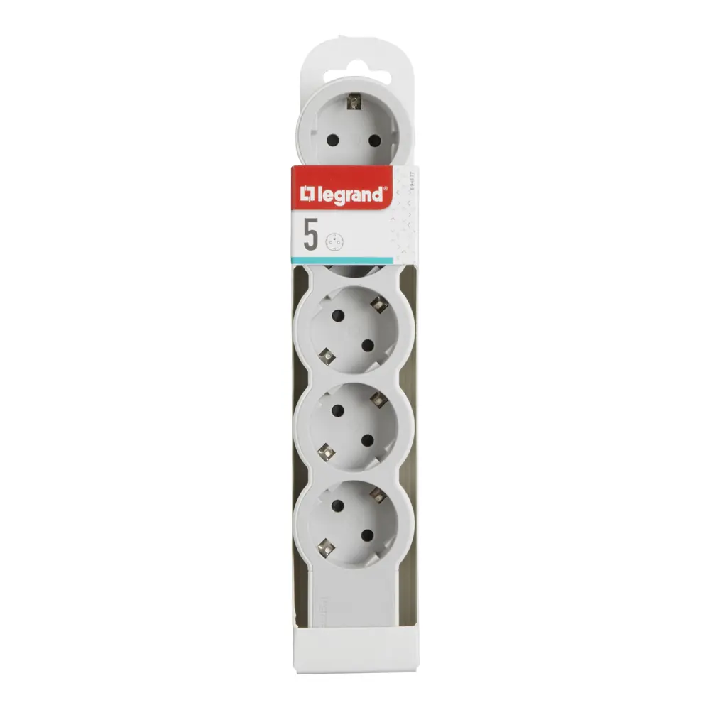 Колодка для удлинителя Legrand 5 розеток с заземлением 3680 Вт цвет белый/серый STLM-2103042 - Вид №3