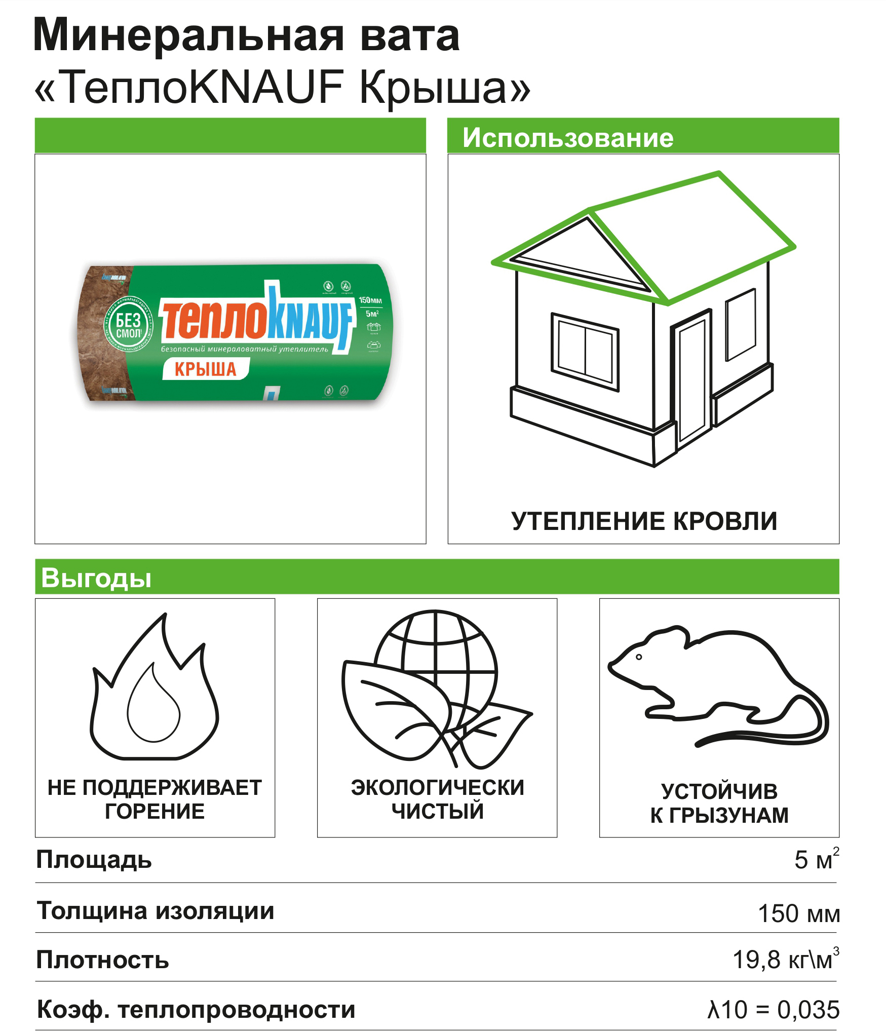 KNAUF INSULATION Утеплитель для кровли минеральный 150 мм 5 м² 18482108 STLM-0010978 - Вид №2