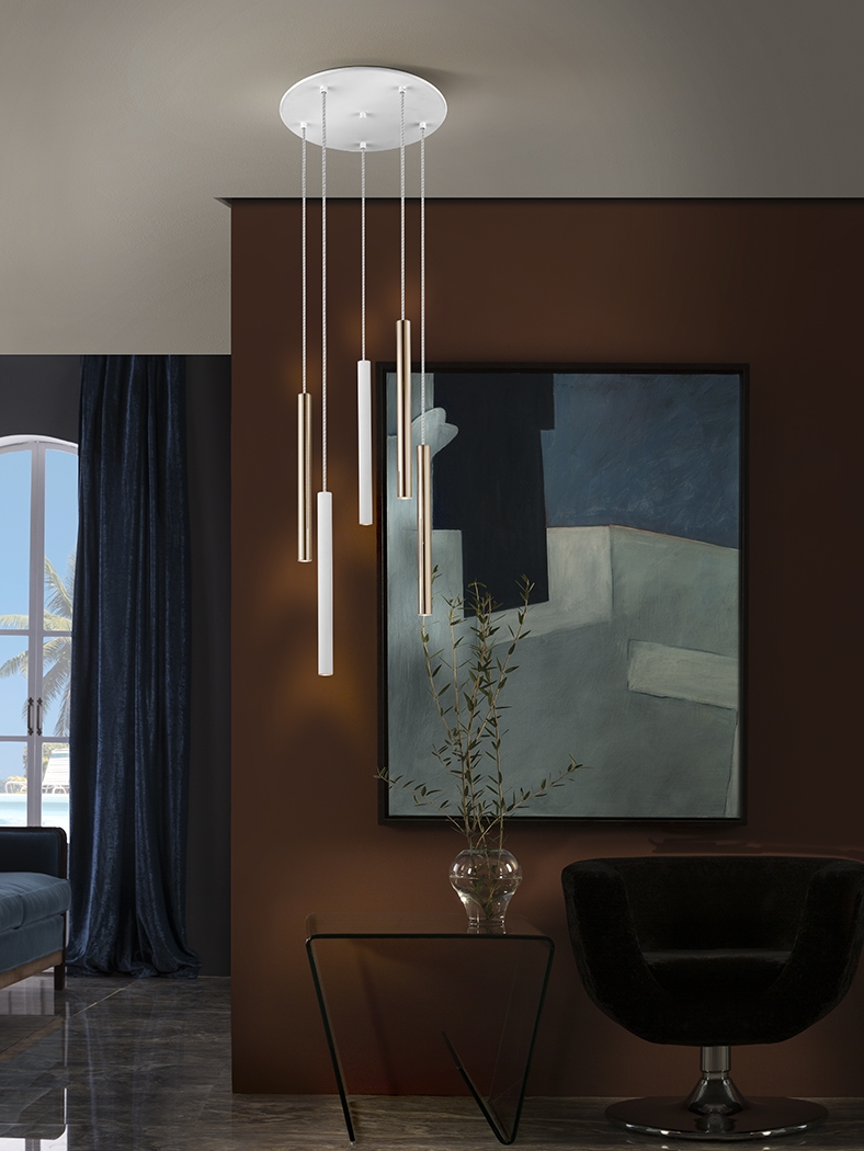 085357 Подвесной светильник 5L белый/золотой Schuller Varas 