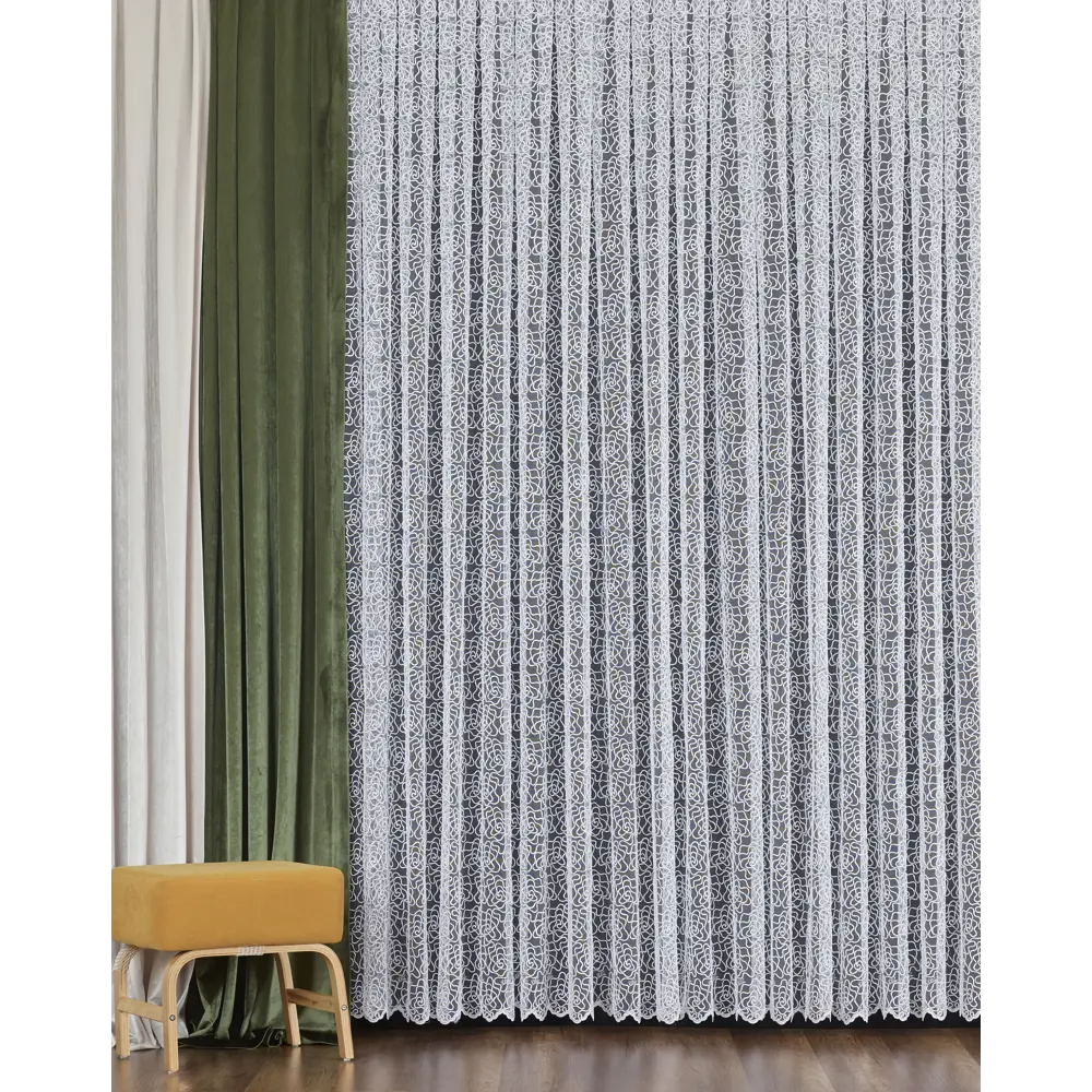 Тюль с вышивкой «Мороз» сетка 290 см цвет белый ELIT HOME STLM-2094456 - Вид №3