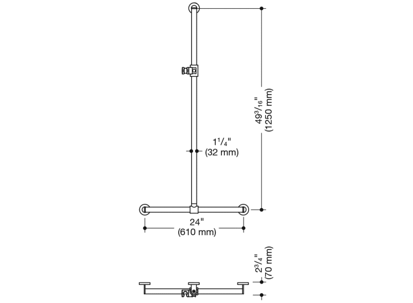 900.35.46140 Поручень для душа с выдвижным держателем для душа HEWI USA Produkte  - Вид №1