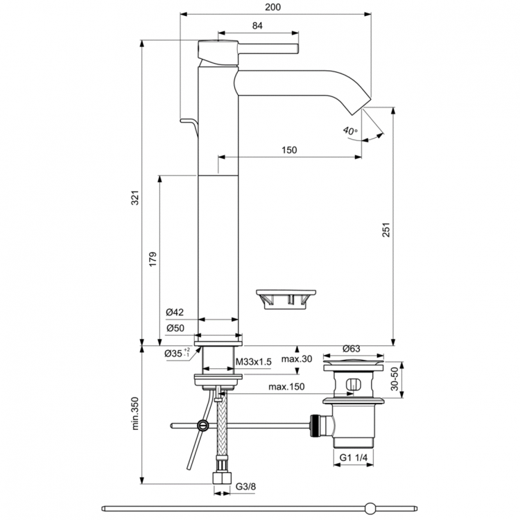 BC194XG Смеситель для раковины с удлиненным корпусом Ideal Standard CERALINE - Вид №6
