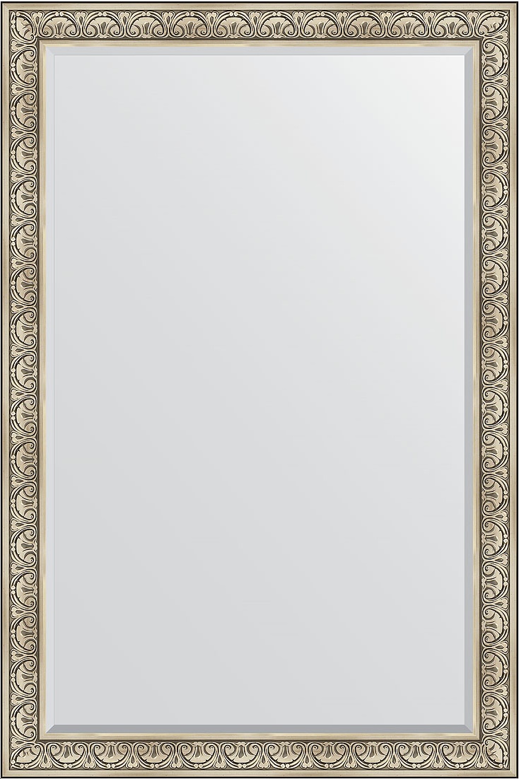 BY 3632 Зеркало с фацетом в багетной раме - барокко серебро 106 mm EVOFORM Exclusive