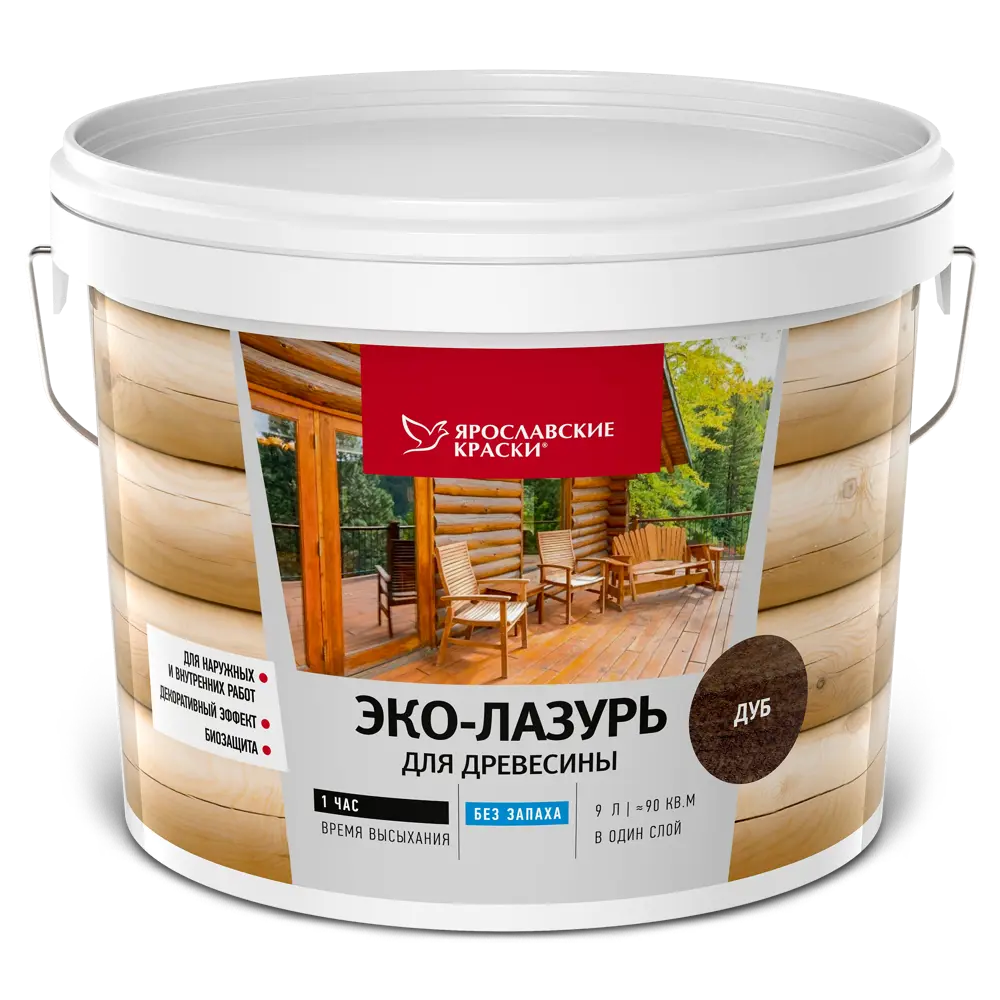 Ярославские краски Эко-Лазурь для древесины - защита и декор под дуб 9 л 83306807 STLM-0040306 - Вид №1