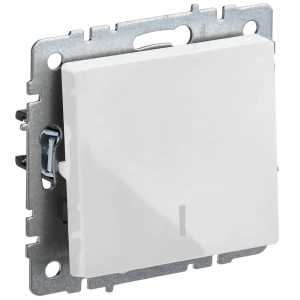 Переключатель встраиваемый проходной IEK Brite 1 клавиша с подсветкой цвет белый