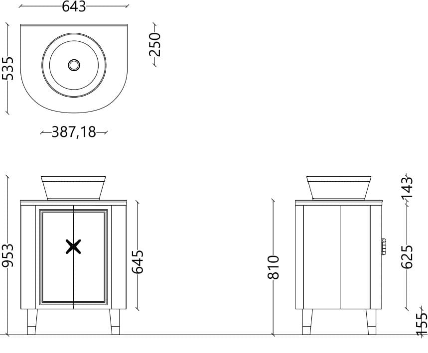 Деревянная одиночная раковина с дверцами Park Avenue LEWIS 2 ARCH-00001741