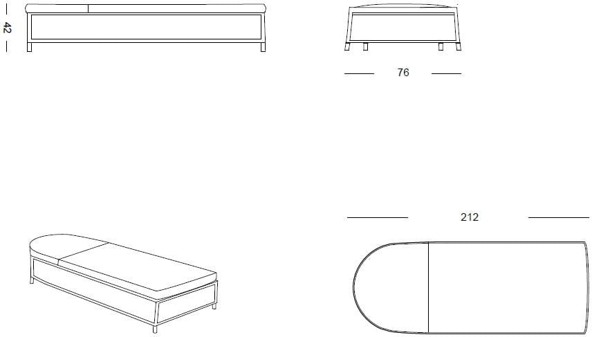 Садовая кровать с откидной спинкой из смолы Samuele Mazza Outdoor Wezen ARCH-00021220 - Вид №2