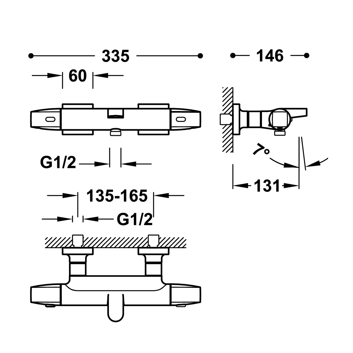Настенный термостатический смеситель для ванны и душа-19017405AC TRES Thermostatic - Вид №1