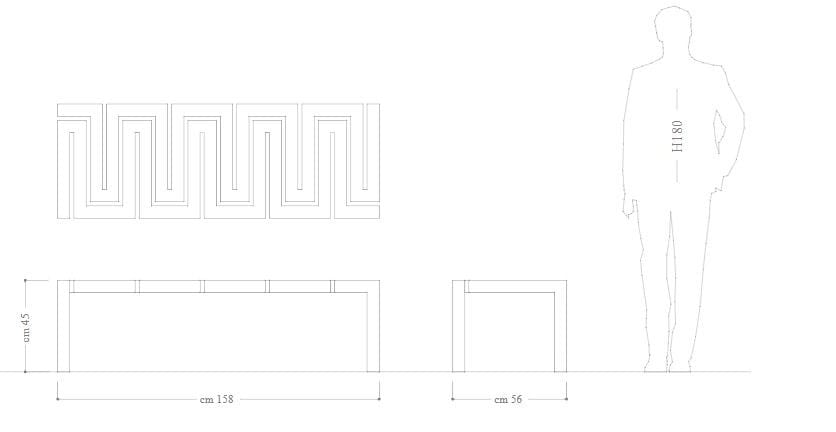 Оцинкованная стальная скамья без спинки DIMCAR Snake ARCH-00126291 - Вид №1