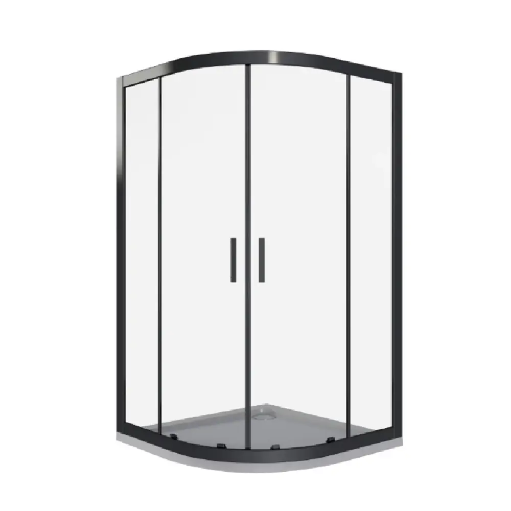 Душевая ширма Makiato 1/4 круга 90x90x190см цвет профиля черный раздвижная стекло 5мм прозрачное 89444463 STLM-2150402 Santreyd Makiato New