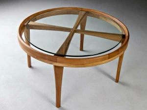 HOOKL und STOOL Круглый журнальный столик из дерева и стекла Coffee table