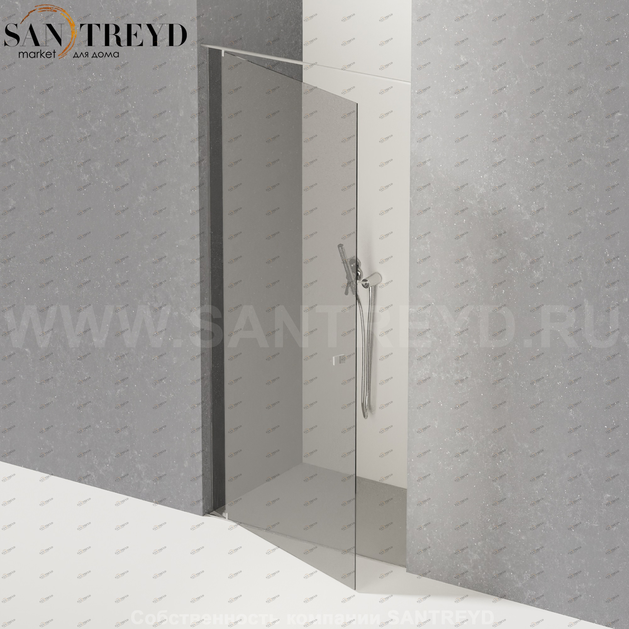 Душевое ограждение PLAN-A подрезаемое, стеклянная дымчатая перегородка с матовыми хромированными профилями. Размеры: длина от 70 до 100 см Agape APLA70100MD