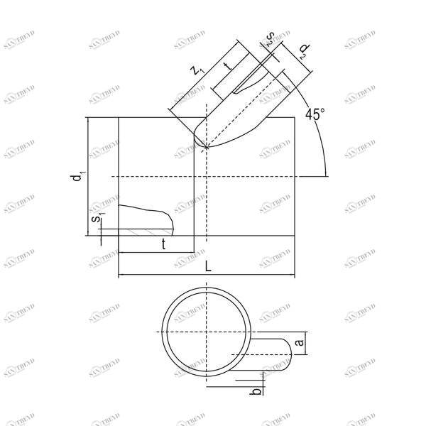 SANIT 682308 Простые питатели с sohlgleichen, снижение ветви 45 ° (сопло фитинги) 