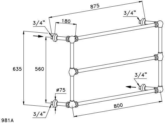 RUBINETTERIE STELLA Настенный хромированный полотенцесушитель sun-id-1455076 - Вид №3