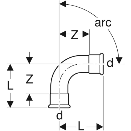 GEBERIT 32608 Отвод Geberit Mapress из нержавеющей стали  - Вид №2