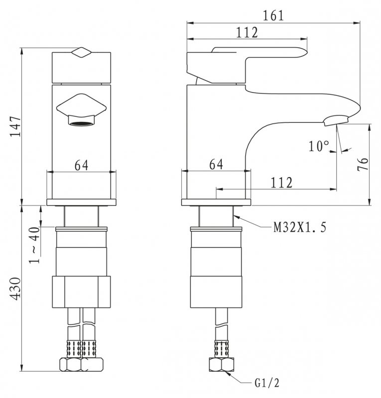 Смеситель для раковины CRYSTAL CRY-LVM-CRM BELBAGNO - Вид №1