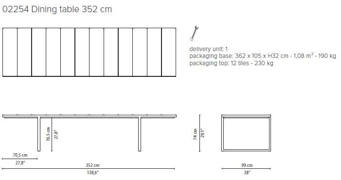 TRIBÙ Прямоугольный стол из вулканического камня Nox 02252/02254 - Вид №8