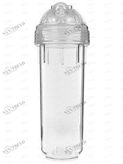 Корпус Гейзер DY 1/2" 10" SL  прозрачный для холодной воды, с пластиковой резьбой 50709