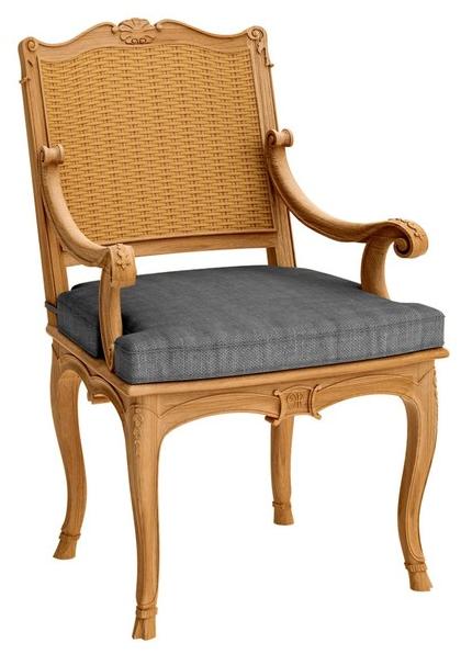 ASTELLO Садовый стул из тика с подлокотниками Fleur de lys sun-id-1495880 - Вид №7