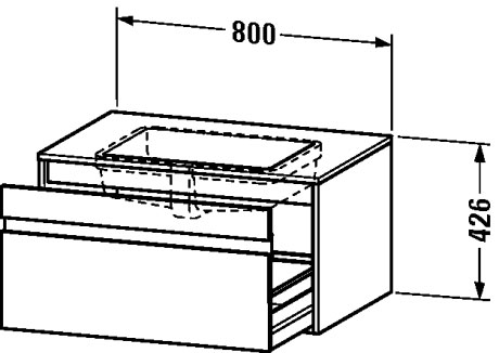 KT689407575 Тумбочка подвесная для встраиваемого снизу умывальника f-bonded Ketho #KT6894 800 x 550 мм Лен, декор Duravit - Вид №1