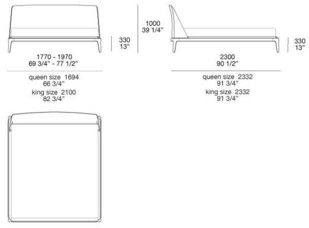 Poliform Двуспальная кровать из ткани с мягким изголовьем Kelly sun-id-1382710 - Вид №3