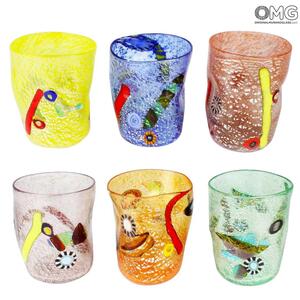 1761 ORIGINALMURANOGLASS Набор из 6 разноцветных стаканов Фруктовые - Goto Frutta - муранское стекло 8 см